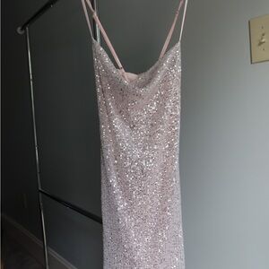 speechless womens sleeveless glitter slip dress Long Glitter Prom Dress with Beaded Trim Fuchsia / 6 main image 0